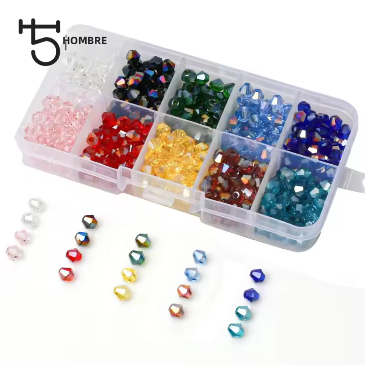 Kit De Cuentas De Vidrio Biconico Checo 3-4mm Para La Creación De Joyería Cuentas Facetas Claras Para Pulseras Y Collares DIY - 1
