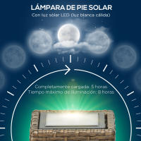 Outsunny Linterna de Jardín Luces Solares de Ratán Sintético con Luces LED Encendido y Apagado Automático para Interior Exterior Terraza Balcón Patio Arena - details 5