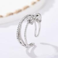 Anillo de encirita giratoria de Plata S925, Anillo Abierto personalizado para Mujer, joyería de moda de descompresión de estilo dulce y fresco - details 3
