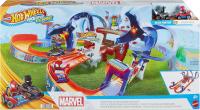 Hot Wheels  pista Telaraña de Spider-Man de RacerVerse, con dos pilotos, +4 años (Mattel HPL34) - details 0
