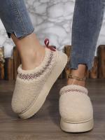 Botas De Nieve Para Mujer Con Suela De Cashmere Grueso Y Plataforma Botas Cortas De Algodón Con Flip-flops Planas Cierre De Cordón Suela De Goma Talla Única - details 8