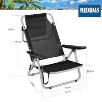 T-LoVendo Sillas de Playa Plegables, Pack de Dos, Acero, Negro, 80x61x42 cm TLV-AM-BC02-BLACK 2X. - details 2