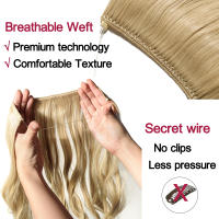 Extensiones De Cabello Sintético BENEHAIR Sin Clip Invisibles Faja De Cabello Invisible Para Mujeres Extensiones De Hairpieces Falsa Cabello Textura Wavy Color Puro Longitud 20 Pulgadas - details 3