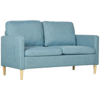 HOMCOM Sofá de 2 Plazas Sillón Moderno Tapizado en Poliéster con 2 Bolsillos Laterales Reposabrazos y Patas de Madera para Dormitorio Oficina Carga 200 kg 143x76x83 cm Gris - details 0