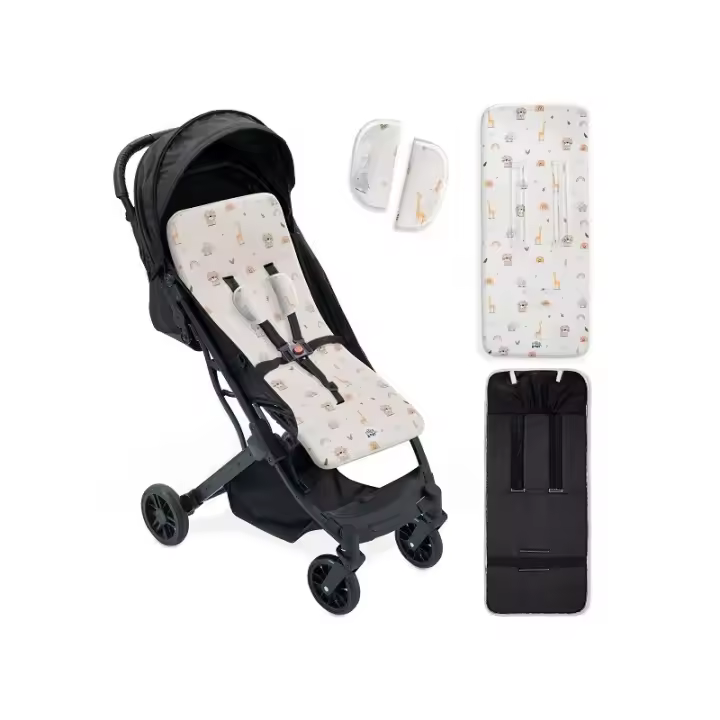 INTERBABY Colchoneta Universal de Verano  Safari Beig – Transpirable, Acolchada y Compatible con la Mayoría de Carritos - 1