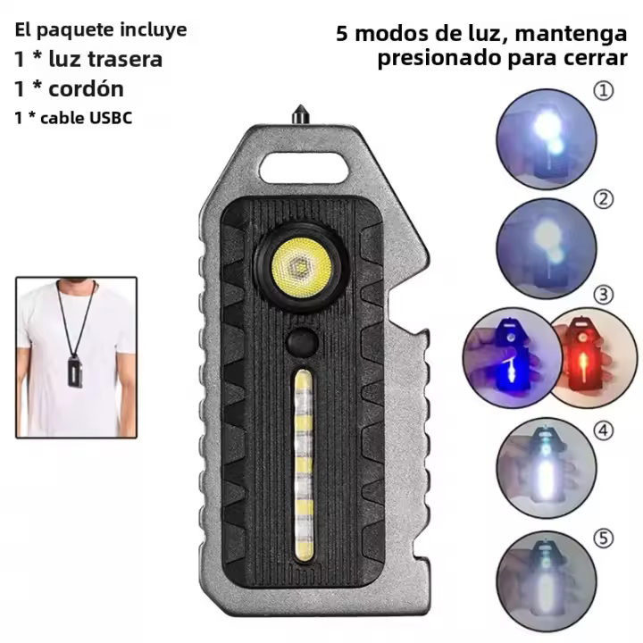 Luz LED Roja Y Azul Para Trabajo Con Clip Recargable Por USB Luz De Advertencia Portátil Linterna De Búsqueda Mano - 1