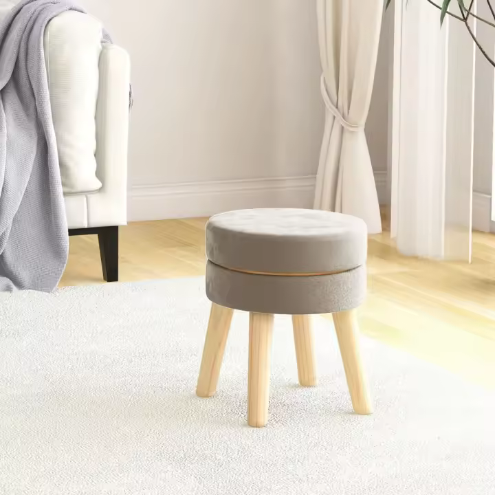 vidaXL Hocker redondo gris oscuro terciopelo - 1