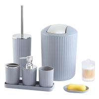 Juego de artículos de baño para baño, lavabo de 8 piezas, chorro de Manos, Taza para Cuchillo de dientes, bandeja, Blanco - details 0