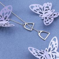 925 plata esterlina simple doble caballo rayas Lariat collar caballo (Plata) - details 1