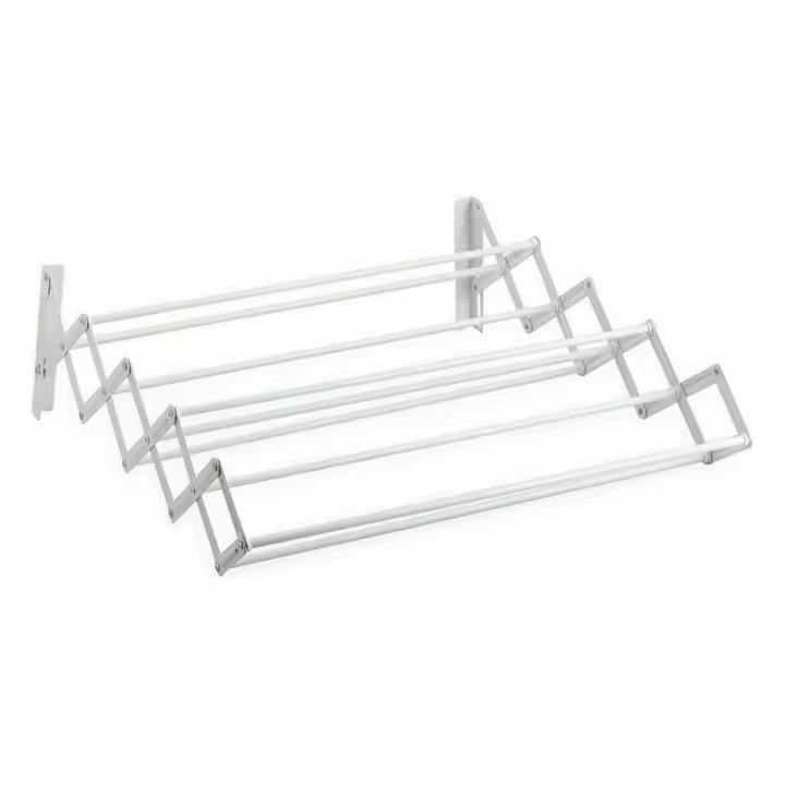 Tendedero Extensible Pared 60cm80cm/100cm - Tendedero Plegable de Pared de Interior o Exterior de Acero Blanco - Tendedro con 9 Barras y 5 Metros de tendido - 1