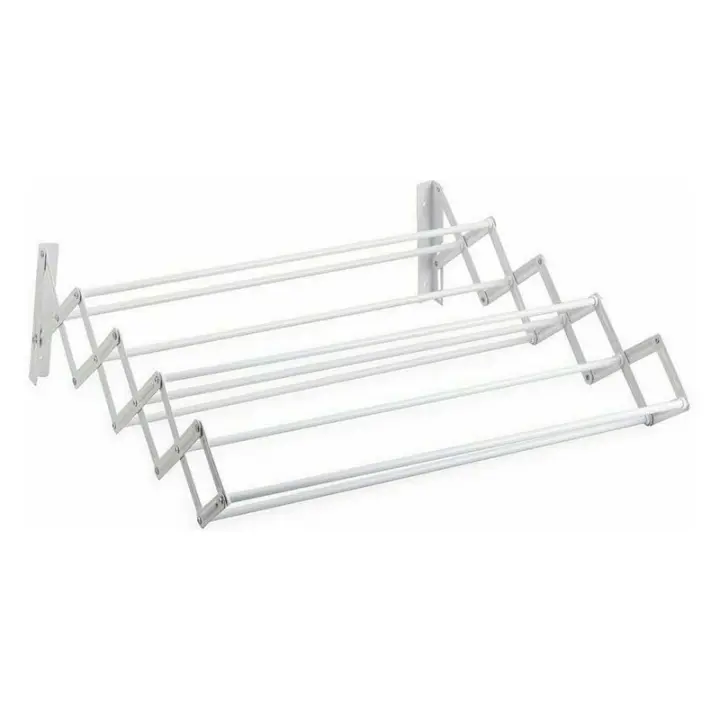 Tendedero Extensible Pared 60cm80cm/100cm - Tendedero Plegable de Pared de Interior o Exterior de Acero Blanco - Tendedro con 9 Barras y 5 Metros de tendido - 1