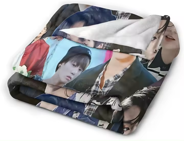 Manta de Fleece Suave y Cómoda Jungkook para Sofá Cama Oficina Rodilla Ideal para Todas las Estaciones Uso Doméstico Viaje Acampar E408 - 1