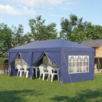 Outsunny Carpa Plegable 6x3x2,7 m Cenador de Jardín Gazebo Plegable con 4 Paneles 4 Ventanas 2 Puertas con Cremallera 1 Bolsa Anti-UV para Terraza Patio Playa - details 1