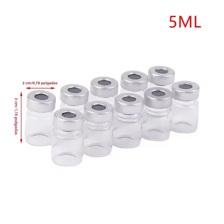 10 Pack De Vialones De Vidrio Transparente De 5/10/20ml Con Puerto De Inyección Auto Curable Para Educación - 1