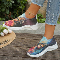 Zapatillas De Mujer Ligera Con Estampado De Mariposa Transpirable Y Tejida Para Primavera Verano Otoño Zapatos Casuales Sin Cordones Talla True - details 4