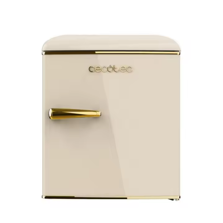 CECOTEC 02129 Mini Frigorífico Retro Beige 45L con Icebox y Tirador Gold Rose, Clase E - 1