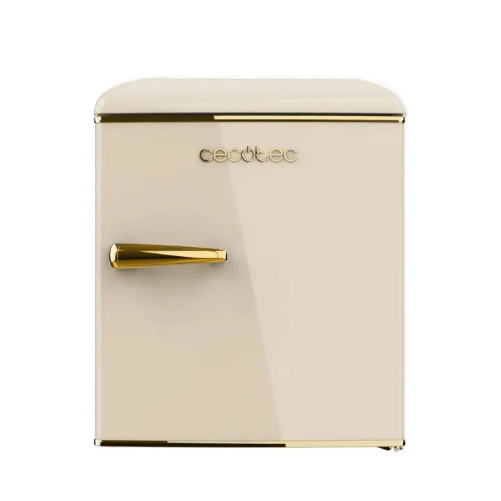 CECOTEC 02129 Mini Frigorífico Retro Beige 45L con Icebox y Tirador Gold Rose, Clase E - 1