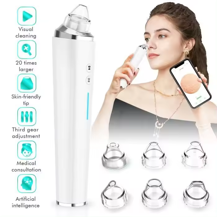 Aspirador de puntos negros, eliminador de puntos negros, kit extractor de comedones eléctrico para limpiador de poros faciales -ES - 1