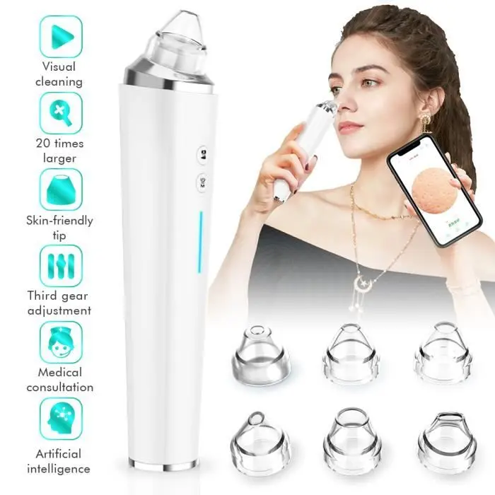 Aspirador de puntos Negros, eliminador de puntos Negros, Kit Extractor de comedones Eléctrico para Limpiador de Poros faciales -ES - 1