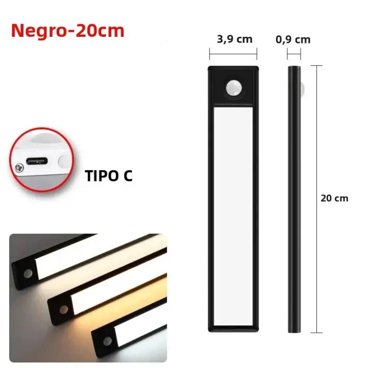 Luz Nocturna Ultra Delgada LED Para Armario Y Cocina Con Sensor De Movimiento Y Tipo-C Luz Sin Cable Para Dormitorio Iluminación De Gabinete - 1