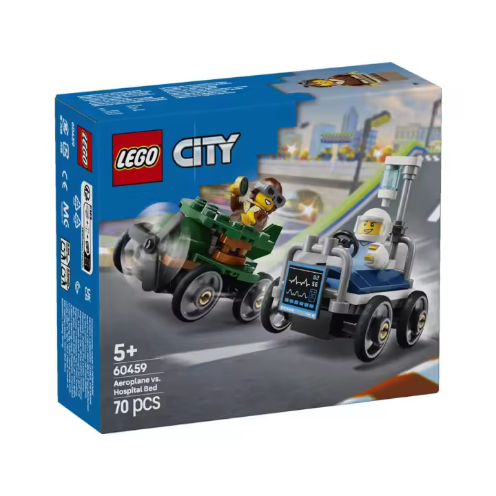Lego City Pack de Coches de Carreras: Avión vs. Cama de Hospital - 1