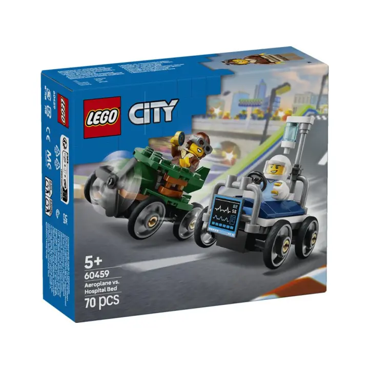 Lego City Pack de Coches de Carreras: Avión vs. Cama de Hospital - 1