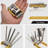 Kit De Reparación De Bicicleta Multifuncional 11 En 1 Herramienta De Ciclismo Con Llaves De Fijación Destornillador Cadena Hexagonal Y Tornillos Para Montañas - details 3