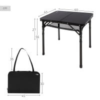 Aktive - Mesa baja exterior, 60x45x27/56 cm, color negro, ajustable en altura, topes antideslizantes, asas de transporte, cierre de seguridad, incluye red auxiliar desmontable, peso soportado 30 kg, mesa plegable, mesas de camping, playa y jardín - details 3