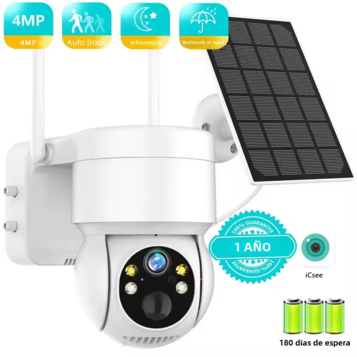 Cámara PTZ Solar Inalámbrica WIFI 4MP Monitor Exterior Cámara De Vigilancia HD Con Batería Integrada Tiempo De Soporte ICsee - 1