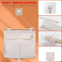 2 Pieces Organizador Colgante con Bolsillos, Alta Capacidad 3 Compartimentos con Gancho Adhesivo, Organizador de Pared for Bolsa Colgante para Casa, Oficina, Caravana, Cocina (Beige) - details 1