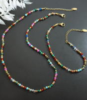 Piedra natural multicolor cuentas de Maple Titanium accesorios personalizados estilo ético Bohemio collar pulsera de moda conjunto de joyas - details 6