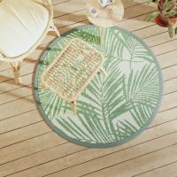 vidaXL Alfombra de exterior PP Ø120 cm Color Verde claro,  verde,  green leaf pattern y mas - details 4