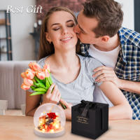 Tulipanes Artificiales Con Luz LED Para Decoración De Boda Y Día De La Madre Flor Eterna Hecha a Mano En Vidrio Y Plástico Regalo Creativo Para Interior - details 6