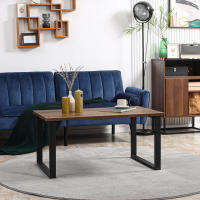 HOMCOM Mesa de Centro Rectangular Mesa de Salón Industrial con Tablero de Madera y Marco de Acero para Oficina Dormitorio Estudio 100x60x50 cm Natural - details 1
