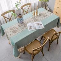 Mantel Impermeable Mantel Antimanchas Algodon Lino Elegant Impresos Bordados Borla Manteles Exterior Decorativo para Reuniones Familiares de Cocina - details 3