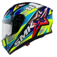 Casco Integral Marca SMK Modelo Stellar UNO Color Azul y Fluor 22.06 - details 1