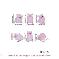 6pcs Adornos De Resina Con Brillo En La Oscuridad Miniatura De Cerdo Para Llavero Y Decoración De Hogar Y Coche Accesorios De Micro Paisaje Con Cinta - details 5