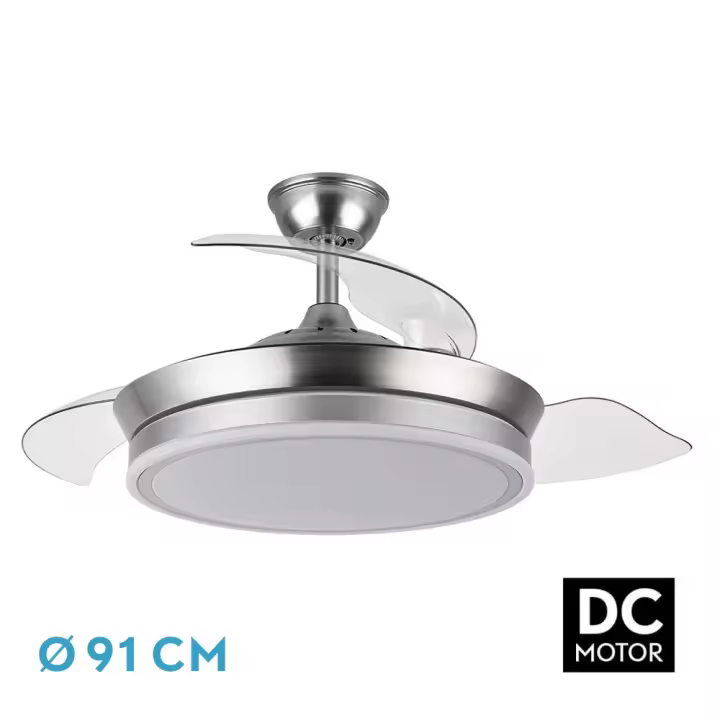 VENTILADOR DE TECHO  BAYOMO NIQUEL DC 72W 6120LM 91D 3ASP.DESPLEGABLES 3000-4000-6000K REMOTO, TEMPORIZADOR, MEMORIA - 1