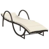 vidaXL Tumbona con cojín ratán sintético 60x199x42 cm Negro, Marrón, Gris Sillas de Exterior Ideal para jardín, playa, piscina, terraza Tumbona Piscina Tumbonas Playa Tumbonas Jardín Exterior - details 4