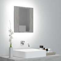 vidaXL Armario espejo de baño con luz LED acrílico 40x12x45 cm en color Blanco/Roble ahumado/Roble artisan y más | almacenamiento funcional diseño moderno para baño dormitorio sala - details 3