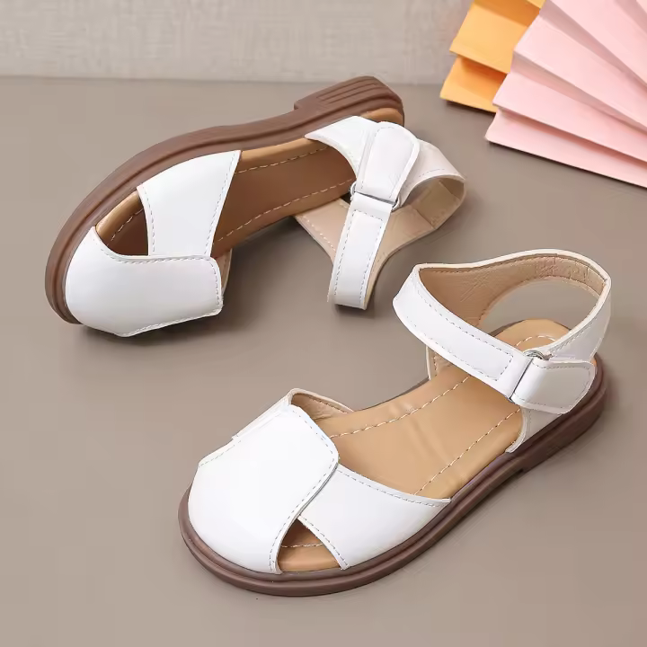 Sandalias De Verano Para Niñas Zapatos De Princesa Suaves Talla Mediana Y Grande Cuero PU Suela De TPR Cierre De Correa - 1