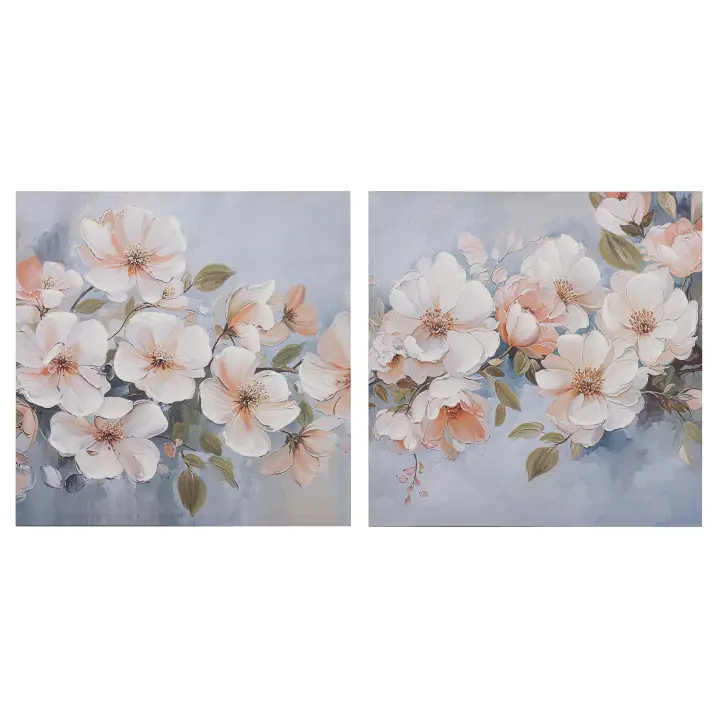 Set 2 Lienzos Flores 40% Pintado A Mano 60x3x60 Cm - 1