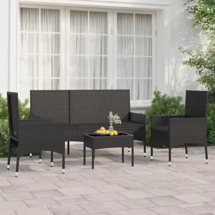 Sofás de Jardín de 4 piezas en Polyrattan - 1