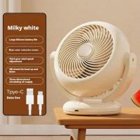 Ventilador de pared recargable USB de 1200 mAh 17,3X10,8X17,6CM ventilador portátil pequeño oscilante de 180 grados hacia arriba y hacia abajo ventilador de mesa de tres velocidades (caqui) - details 2