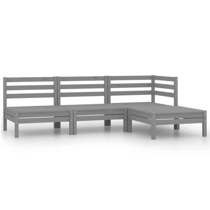 vidaXL Conjunto de muebles de jardín 4 piezas madera maciza pino gris - 1