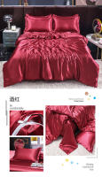 Juego De Cama De Lujo En Seda De Hielo Con Fundas De Almohada Y Funda De Edredón Satinado Textil Doméstico De Alta Gama Color Sólido - details 23