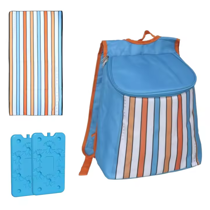 Rainbow Kit de mochila térmica  con 2 acumuladores del frio 0.4 kg y toalla 140x70 cm- Neveras portátiles - 1