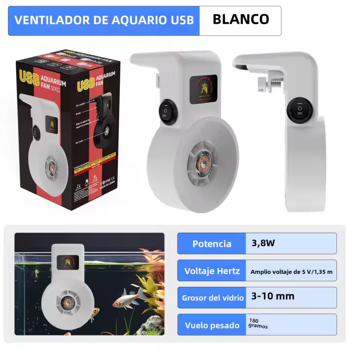 Ventilador De Refrigeración Para Acuario USB Mini Single Head 3.8W 5V Tanque De Peces Control De Temperatura Tipo De Producto Para Peces - 1