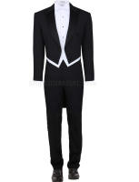 Traje De Noche Negra Para Hombre Estilo Italiano Ajustado Tuxedo De Boda Triciclo Con Chaleco Y Pantalones Conjunto De Comida Formal - details 2
