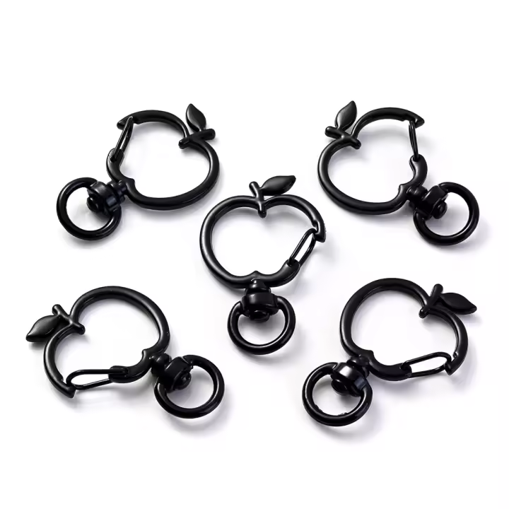 5pcs Gancho De Fruta En Forma De Manzana Con Cierre De Tostón Para Hacer Anillos De Llaveros Y Accesorios De Joyería Hechos De Metal - 1